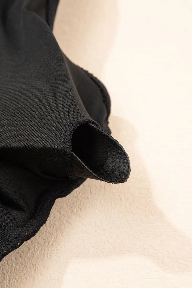 Black Adjustable Straps Cutout Ruched Knot Slit Swim Dress - Love Salve